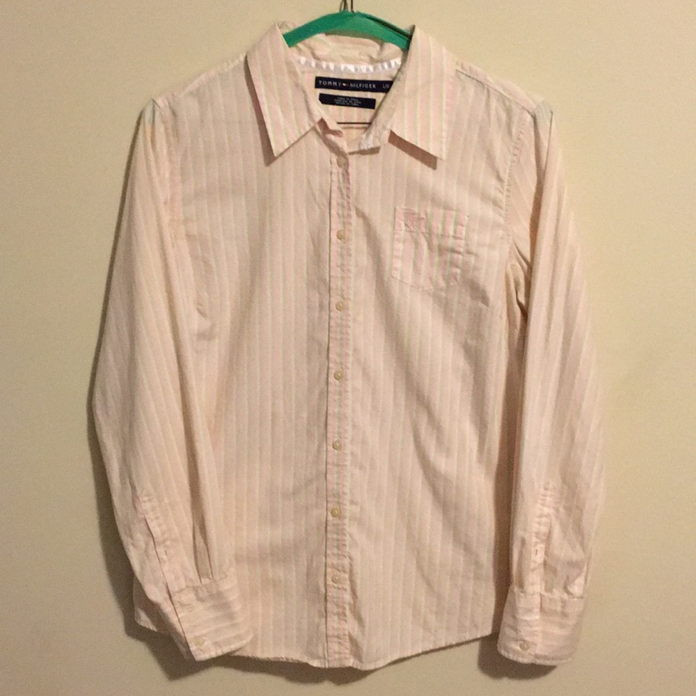 Tommy Hilfiger Pink and Green Button-Up